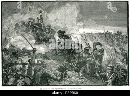 Caricare montanari Battaglia di Tel El Kebir 1882 esercito Egiziano militare inglese Foto Stock