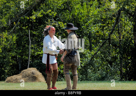 Daniel Boone e Chief Blackfish all'assedio di Boonesborough Foto Stock