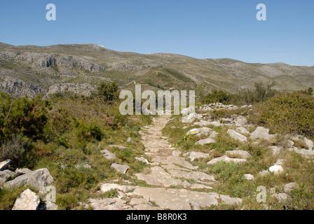 Mozarabo trail Baranc de Infern, Vall de Laguart, Benimaurell, Provincia di Alicante, Comunidad Valenciana, Spagna Foto Stock