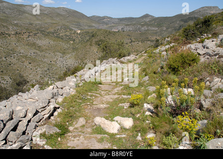 Mozarabo trail, Vall de Laguart, Benimaurell, Provincia di Alicante, Comunidad Valenciana, Spagna Foto Stock