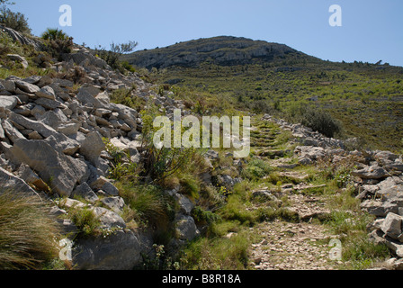 Intensificato mozarabo trail Baranc Infern, Vall de Laguart, Benimaurell, Provincia di Alicante, Comunidad Valenciana, Spagna Foto Stock