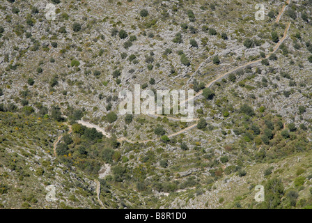 Mozarabo trail Barranc de Infern, Vall de Laguart, Benimaurell, Provincia di Alicante, Comunidad Valenciana, Spagna Foto Stock