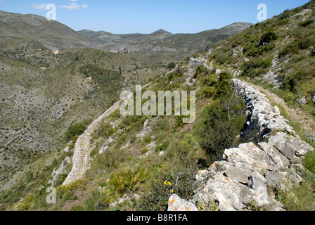 Mozarabo trail Barranc de Infern, Vall de Laguart, Benimaurell, Provincia di Alicante, Comunidad Valenciana, Spagna Foto Stock