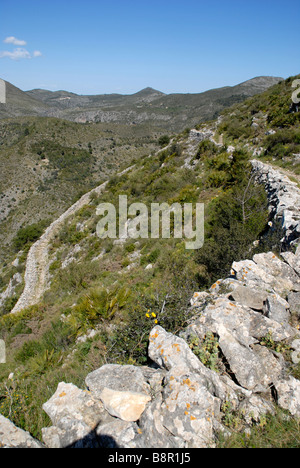 Mozarabo trail Barranc de Infern, Vall de Laguart, Benimaurell, Provincia di Alicante, Comunidad Valenciana, Spagna Foto Stock