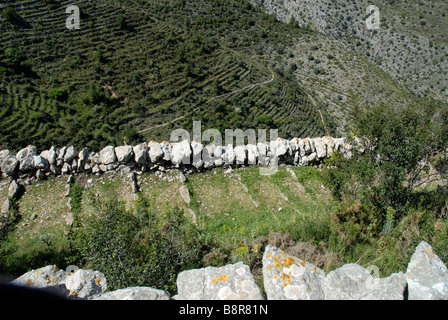 Antica mozarabico sentiero a gradini, Vall de Laguart, Benimaurell, Provincia di Alicante, Comunidad Valenciana, Spagna Foto Stock