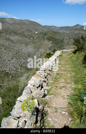 Vecchio mozarabico sentiero a gradini, Vall de Laguart, Benimaurell, Provincia di Alicante, Comunidad Valenciana, Spagna Foto Stock