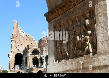 Roma - dettaglio del rilievo da Costantino arco di trionfo Foto Stock