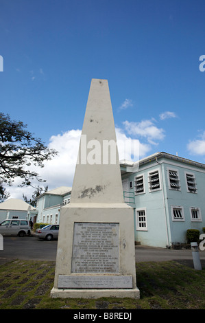 Obelisco Holetown monument in Holetown, 'West Coast' di Barbados, St. James Parrocchia Foto Stock