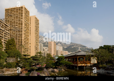 Il Principato di Monaco, Montecarlo, Riviera francese, mediterranea, il Giardino Giapponese, acqua Foto Stock