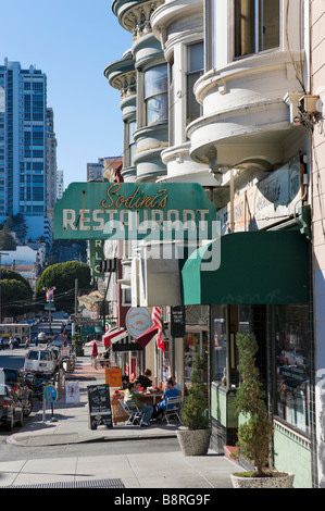 Ristorante sul Green Street vicino all'angolo di concedere, North Beach, San Francisco, California, Stati Uniti d'America Foto Stock