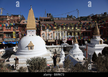 Il Nepal valle di Kathmandu Boudhanath Bodhnath Stupa Foto Stock
