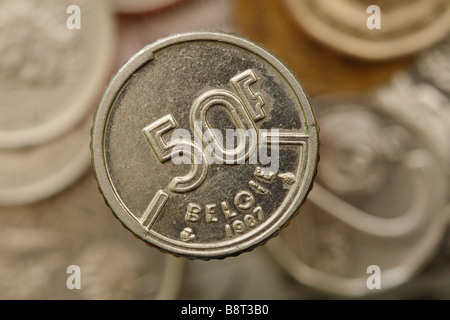 Belga franco 50 50 F moneta utilizzata in Belgio prima della introduzione della moneta unica Euro Foto Stock