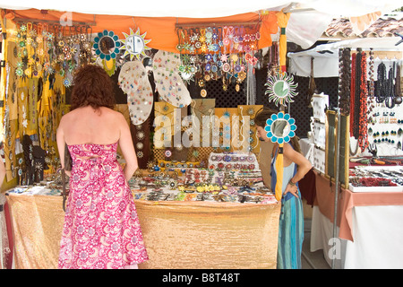 "Mercato hippy di Punta Arabi, Es Cana, Ibiza Foto Stock