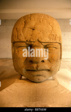 Colossale testa olmeca nel Museo di Antropologia di Xalapa o Jalapa, stato di Veracruz, Messico Foto Stock