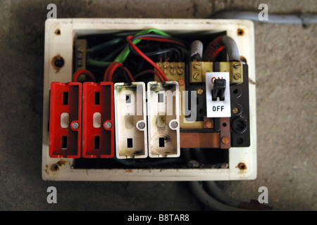 Vecchio stile unità consumatore filo elettrico scatola dei fusibili Foto Stock
