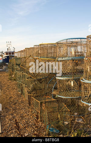 Lobster Pot sulla spiaggia Foto Stock