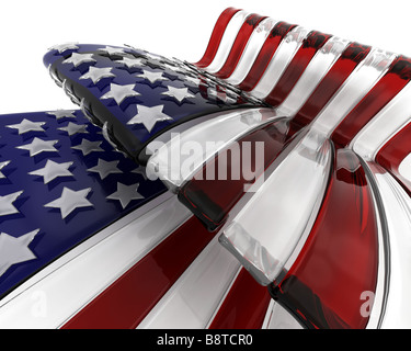 3D render di vetro di una bandiera americana Foto Stock