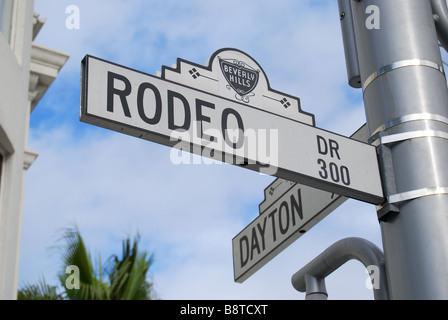 Segnaletica stradale, Rodeo Drive, Beverly Hills, Los Angeles, California, Stati Uniti d'America Foto Stock