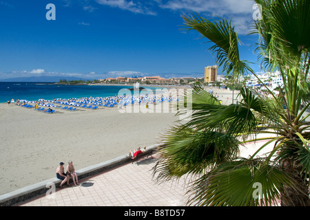 Playa de las vistas spiaggia di Los Cristianos Tenerife Isole Canarie Spagna Foto Stock