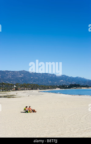 Spiaggia Vista da Stearns Wharf, Santa Barbara, California, Stati Uniti d'America Foto Stock