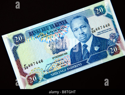 20 Shilling nota dalla Banca Centrale del Kenya Foto Stock