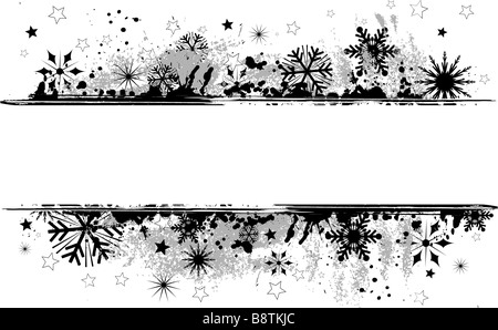 Sfondo grunge di fiocchi di neve e stelle Foto Stock