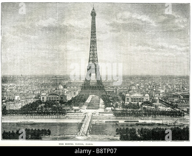 La Torre Eiffel Parigi torre di ferro Senna Exposition Universelle Foto Stock