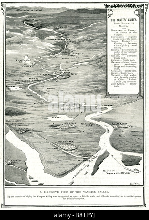 Una vista panoramica della valle di yangtse il Yangtze River Delta o Delta dello Yangtze, chiamato anche Yangzi o Chang Jiang Delta, Rive Foto Stock