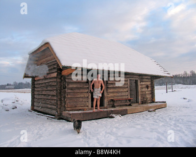 Sauna di fumo nella Sepa Farm, Võru County, Estonia, Europa Foto Stock