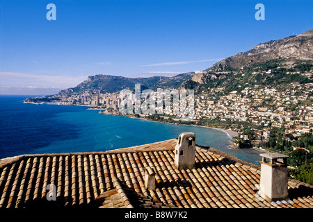 Vista costiera tra Roquebrune e Monaco Foto Stock