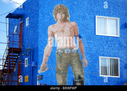 'Jim Morrison' Cronk Rip carta murale, Speedway & xviii strade, Venice Beach, Los Angeles, California, Stati Uniti d'America Foto Stock