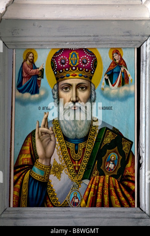 Interno della chiesa ortodossa di Grecia MANOLATES Samos Grecia Foto Stock