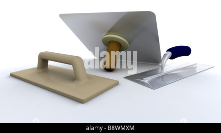 3D render di stuccatori strumenti Foto Stock