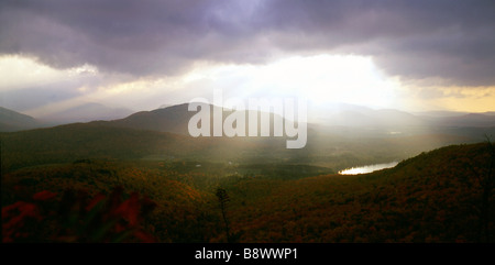 Sunset over Lake Placid da Whiteface Adirondacks Mt New York STATI UNITI D'AMERICA Foto Stock