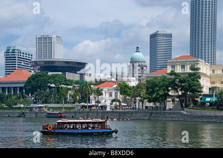 Sul fiume Singapore quartiere coloniale Raffles Landing Site nord Boat Quay Foto Stock