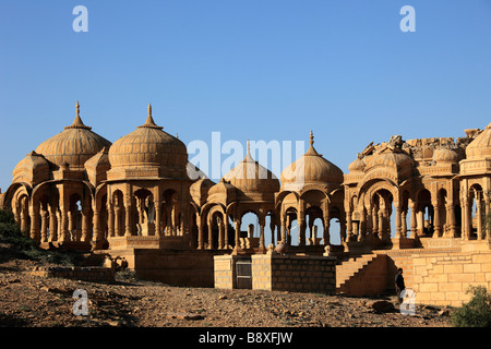 India Rajasthan deserto di Thar Bada Bagh cenotaphs Foto Stock