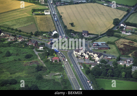 Vista aerea di angolo Muckley sulla A5 a Lichfield Inghilterra Staffordshire REGNO UNITO Foto Stock