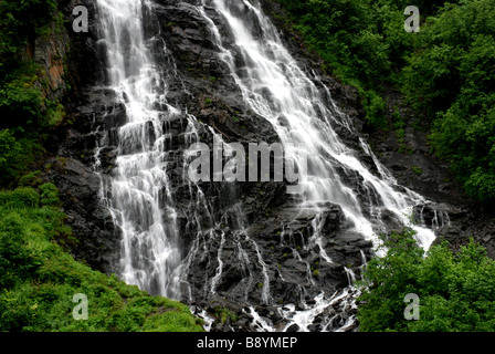 Bridal Veil Falls keystone Canyon Chugach Mountains Alaska Foto Stock