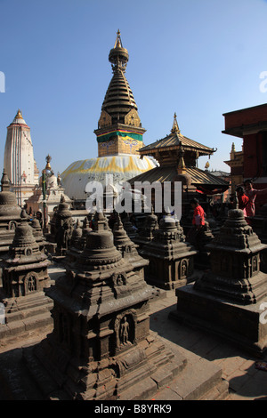 Il Nepal valle di Kathmandu Swayambhunath Stupa Foto Stock