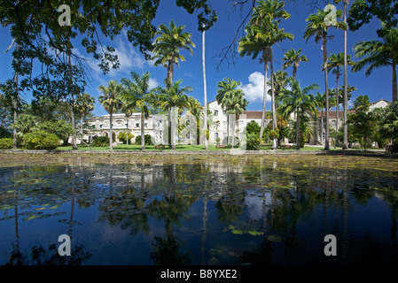 Lily Pond a Codrington College, la più antica chiesa anglicana Collegio teologico dell'Emisfero Occidentale, Barbados, 'West Indies' Foto Stock