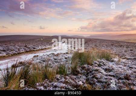 Dunkery collina su un nevoso inverno mattina Parco Nazionale di Exmoor Somerset Inghilterra Foto Stock