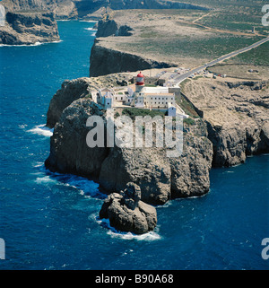 Il Portogallo Algarve, Cape St Vincent faro, vista aerea Foto Stock