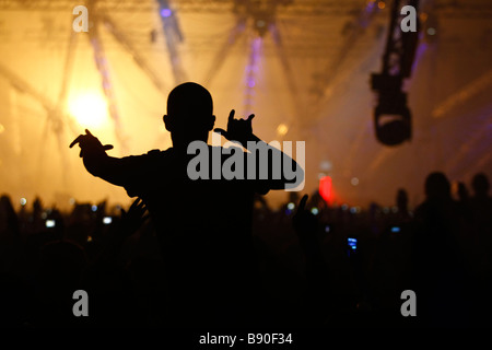 Immagine della folla durante la trance Energy 2009 in Jaarbeurs nella città di Utrecht, Paesi Bassi. Foto Stock