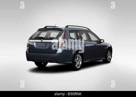 2009 Saab 9-3 Sport Combi in grigio - angolo posteriore vista Foto Stock