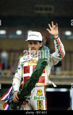 Mondo Speedway Championship runner fino Erik Gundersen in Amsterdam Olanda 6 9 1987 Foto Stock
