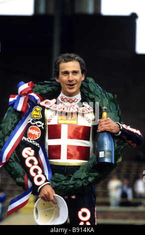 Mondo Speedway Champion Hans Nielsen in Amsterdam Olanda 6 9 1987 Foto Stock