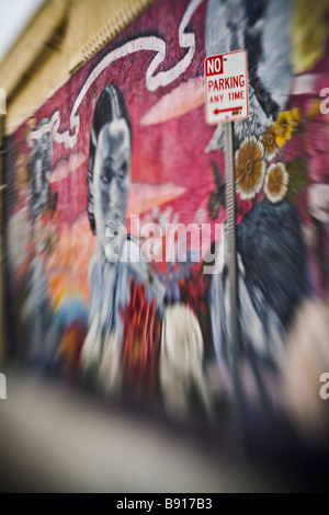 Murale e simbolo di parcheggio Hollywood Boulevard Los Angeles County in California negli Stati Uniti d'America Foto Stock
