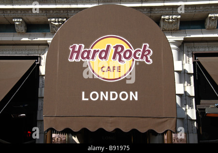 L'ingresso tettoia al Hard Rock Cafe sulla Piccadilly, Londra. Feb 2009 Foto Stock