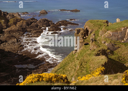 Il castello di Findlater, tra Cullen e Dinnet, Morayshire, Scozia Foto Stock