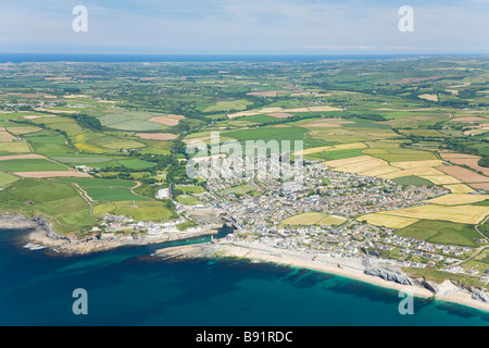 Vista aerea di Porthleven penisola di Lizard Cornish Riviera Cornwall Inghilterra UK Regno Unito GB Gran Bretagna Isole britanniche Foto Stock